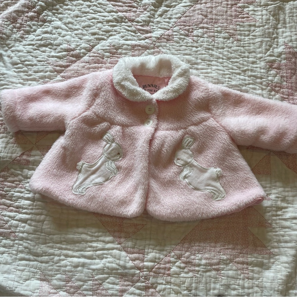 Pink Furry Kids Jacket with Bunny Design
